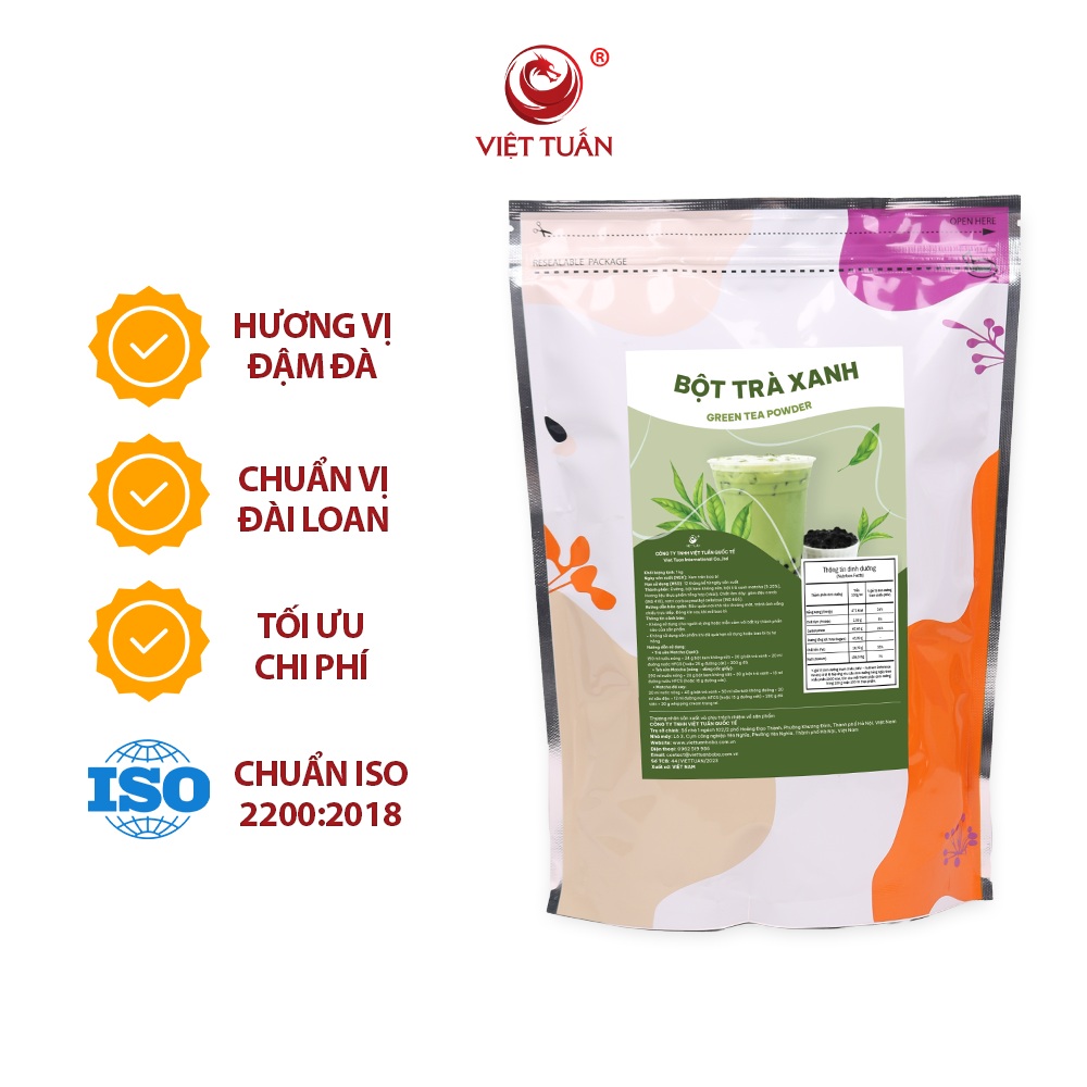 2 bìa web Bột Trà Xanh - Green Tea Powder Việt Tuấn 1kg