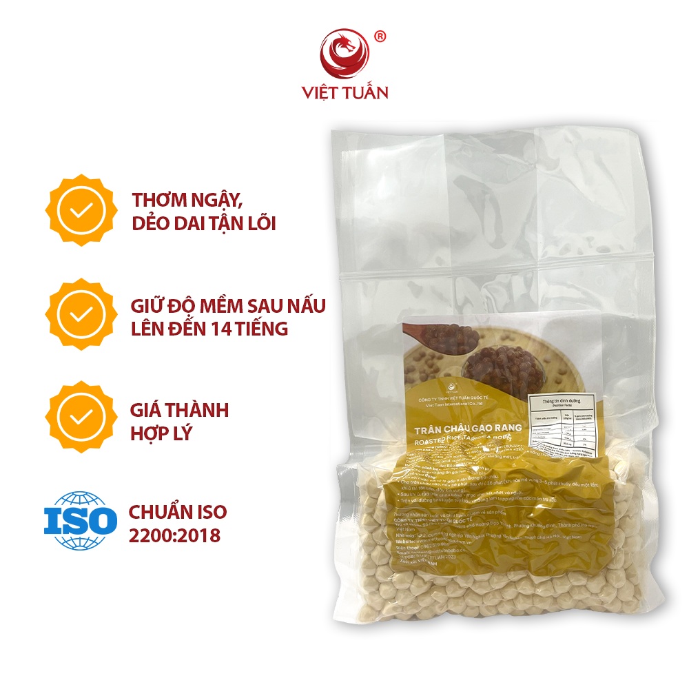 Trân Châu Gạo Rang - Roasted Rice Tapioca Boba Việt Tuấn 1kg